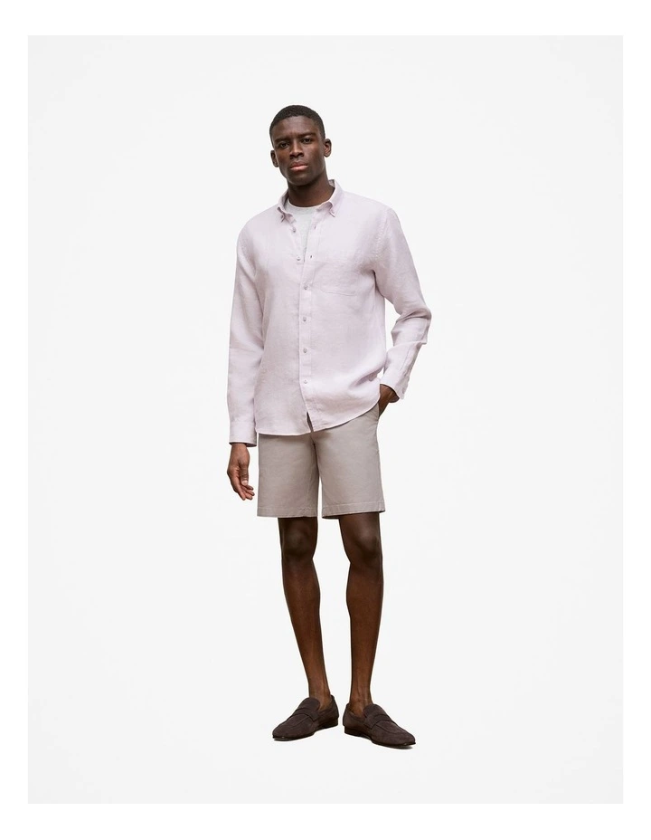 Regular Fit Linen End On End Shirt in Orchid image 3