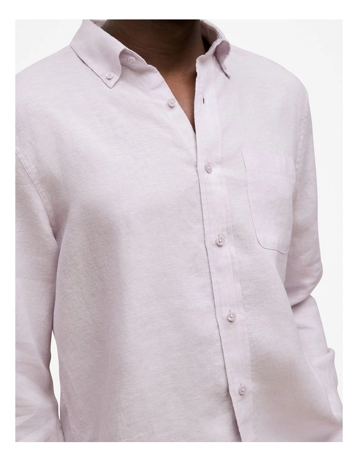 Regular Fit Linen End On End Shirt in Orchid image 4
