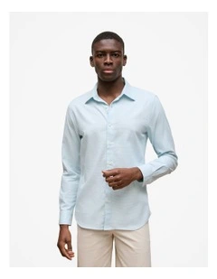 Tailored Fit Puppytooth Check Shirt in Duck Egg Blue