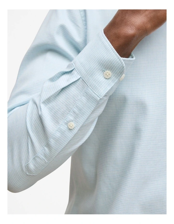 Tailored Fit Puppytooth Check Shirt in Duck Egg Blue image 3