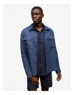 Linen Overshirt in Navy