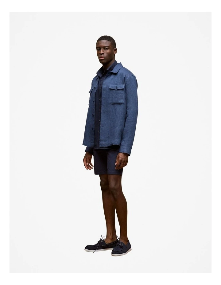 Linen Overshirt in Navy image 5
