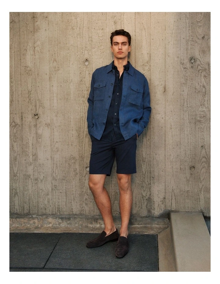 Stretch Cotton Chino Shorts in Navy image 2