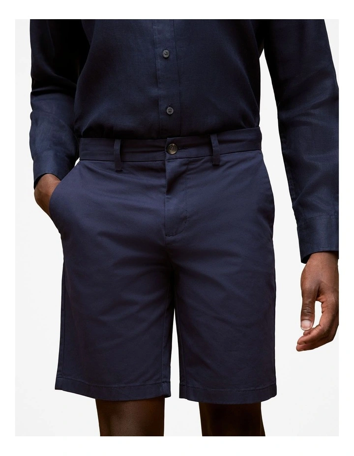 Stretch Cotton Chino Shorts in Navy image 4