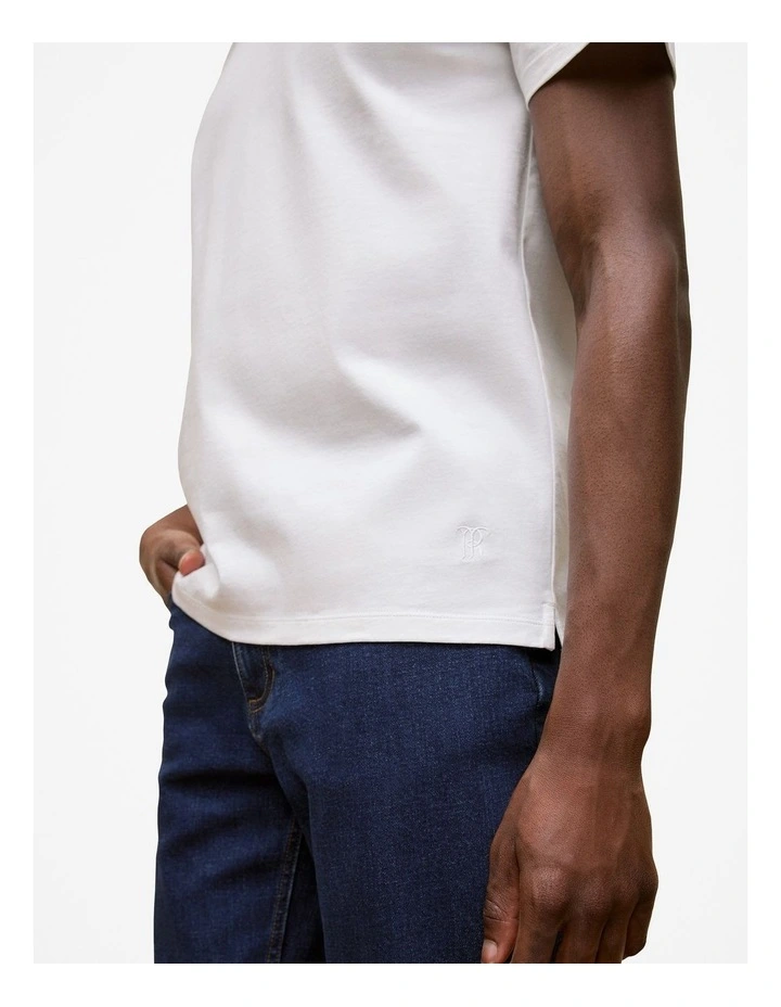Mercerised Cotton Crew T-shirt in White image 3