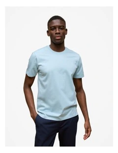 Mercerised Cotton Crew T-shirt in Duck Egg Blue