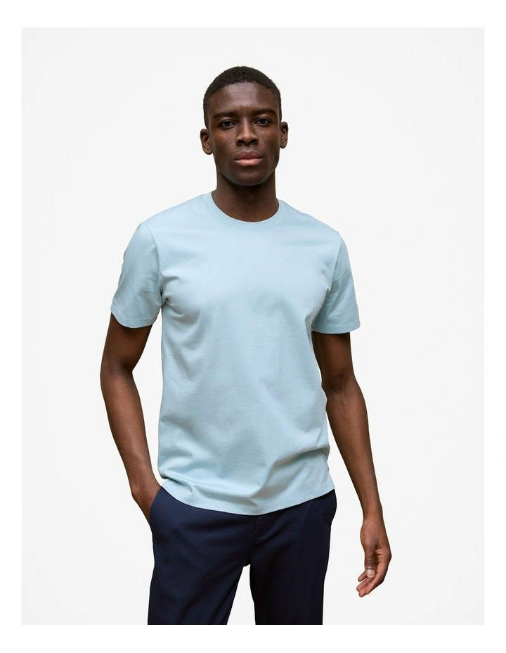 Mercerised Cotton Crew T-shirt in Duck Egg Blue image 1