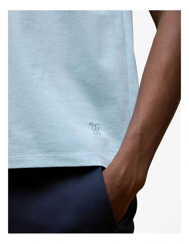 Mercerised Cotton Crew T-shirt in Duck Egg Blue image 3