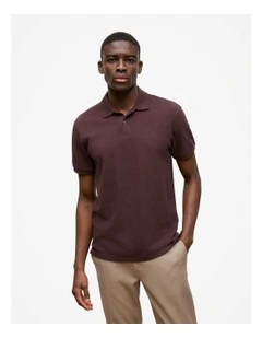 Pique Marle Monogram Polo in Bitter Chocolate