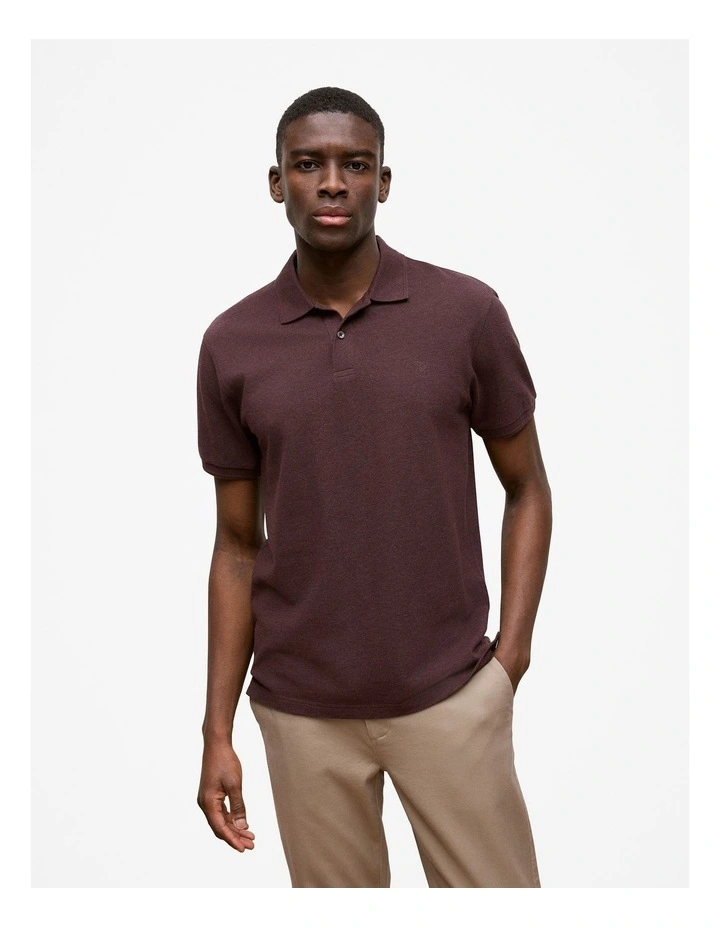 Pique Marle Monogram Polo in Bitter Chocolate image 1