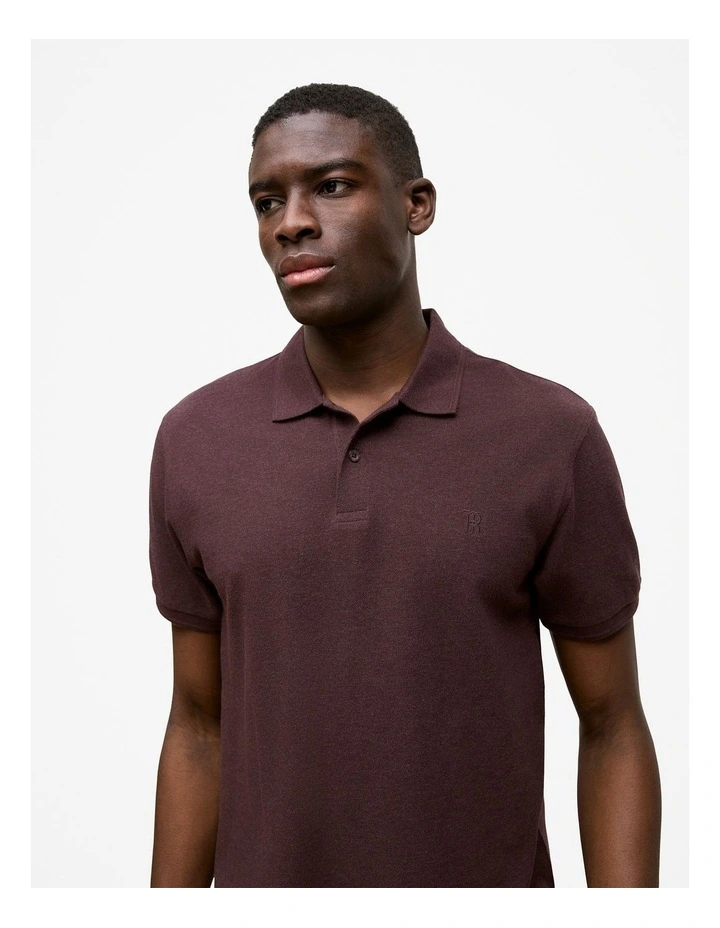 Pique Marle Monogram Polo in Bitter Chocolate image 4