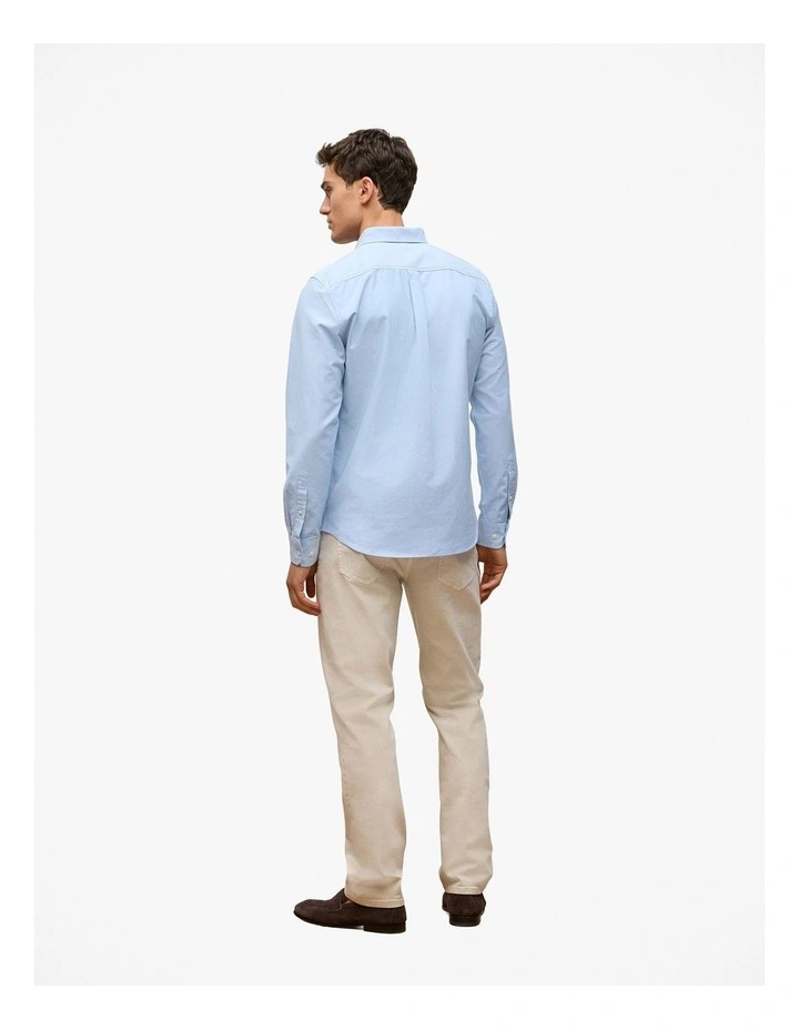 Regular Fit Yarn Dyed Cotton Monogram Oxford Shirt in Light Blue image 4