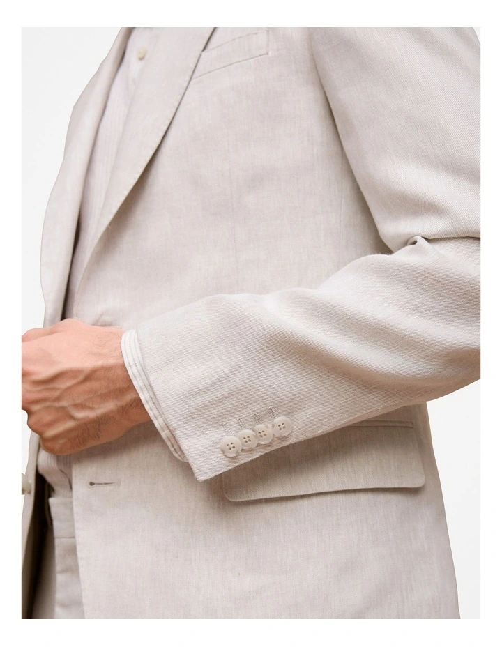 Regular Fit Linen Twill Blazer in Stone image 4