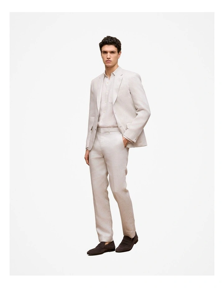 Regular Fit Linen Twill Blazer in Stone image 5