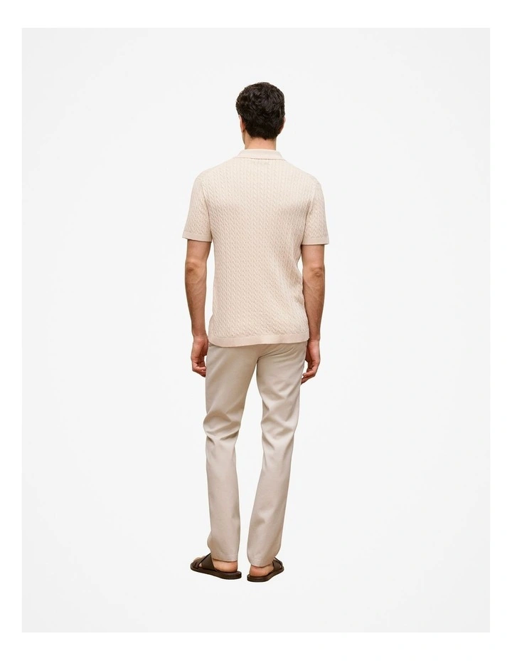 Cotton Cable Short Sleeve Shirt in Stone image 5