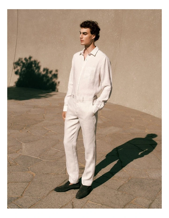Linen Twill Tailored Pant in Stone image 2