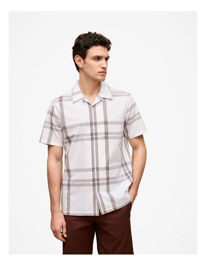 Seersucker Check Camp Shirt in White image 1