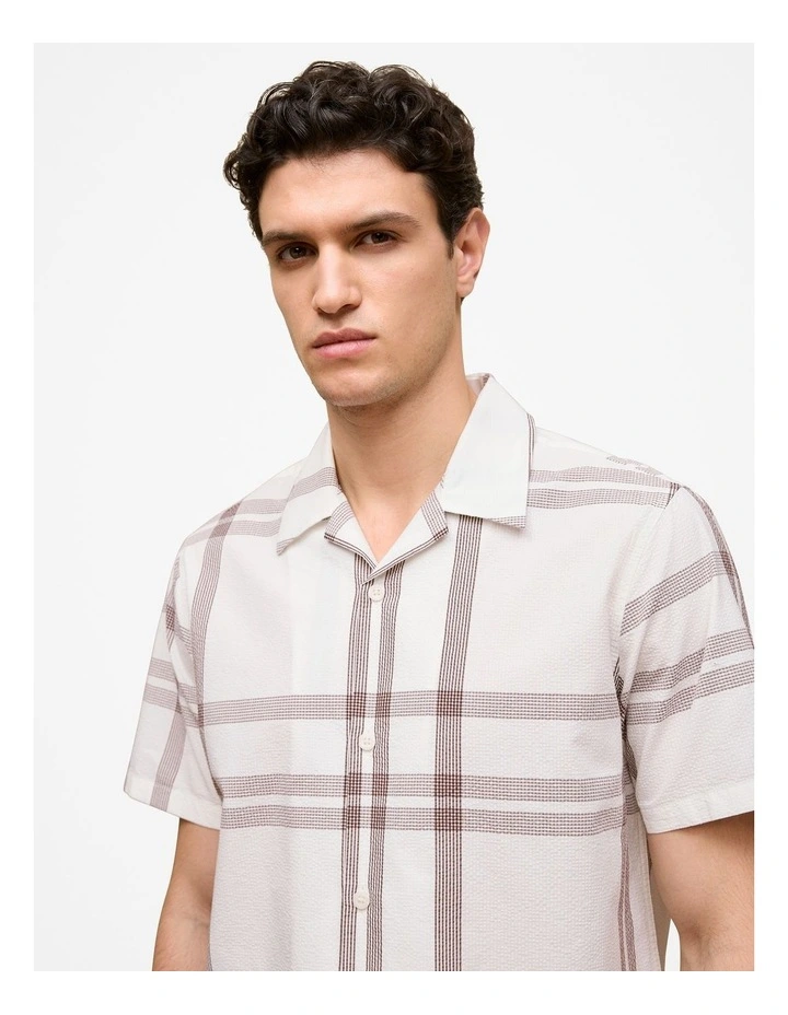 Seersucker Check Camp Shirt in White image 4