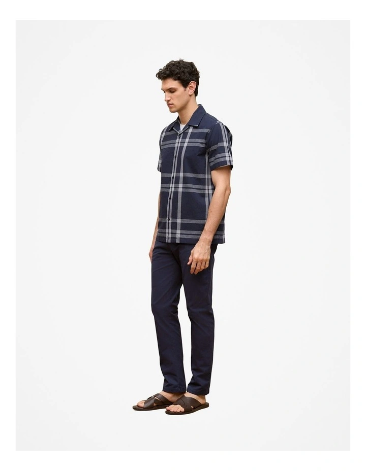 Seersucker Check Camp Shirt in Navy image 4