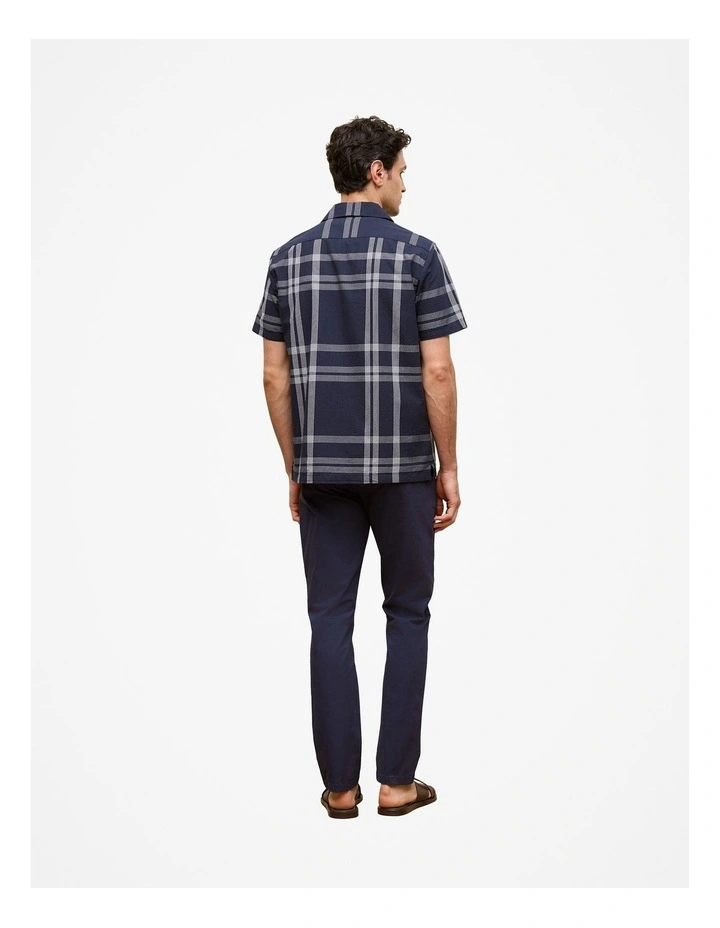 Seersucker Check Camp Shirt in Navy image 5