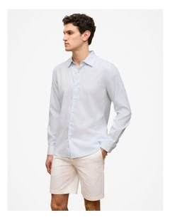 Tailored Fit Soft Long Sleeve Shirt in Ice Blue