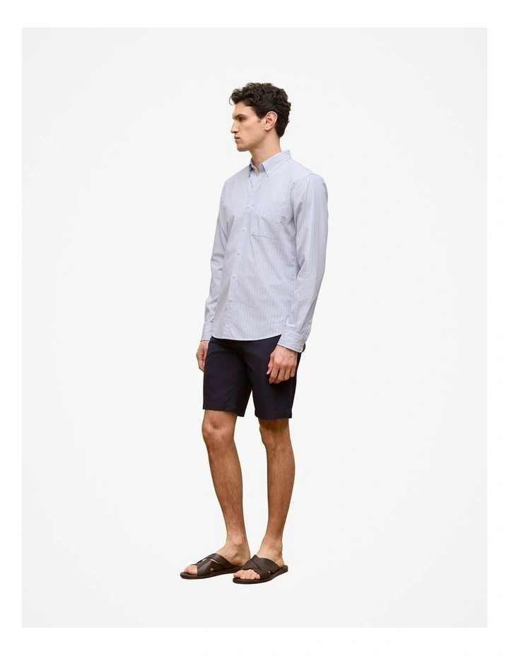 Regular Fit Poplin Stripe Long Sleeve Shirt in Ice Blue image 4