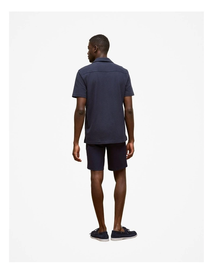 Basketweave Cotton Camp Shirt in Navy image 4