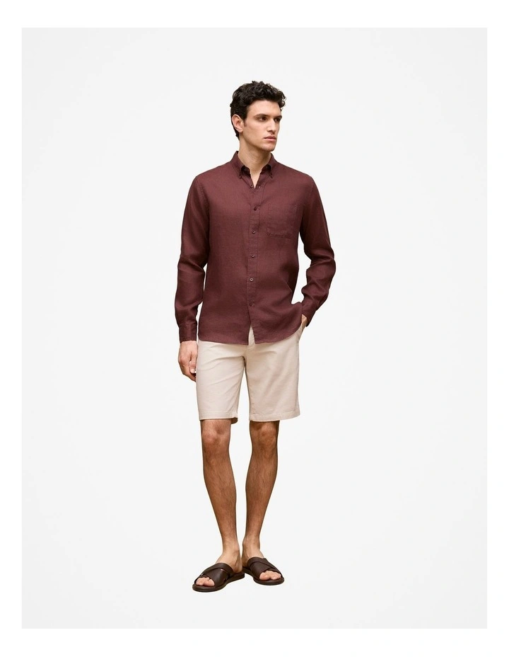 Stretch Cotton Dobby Longline Short in Chalk image 2
