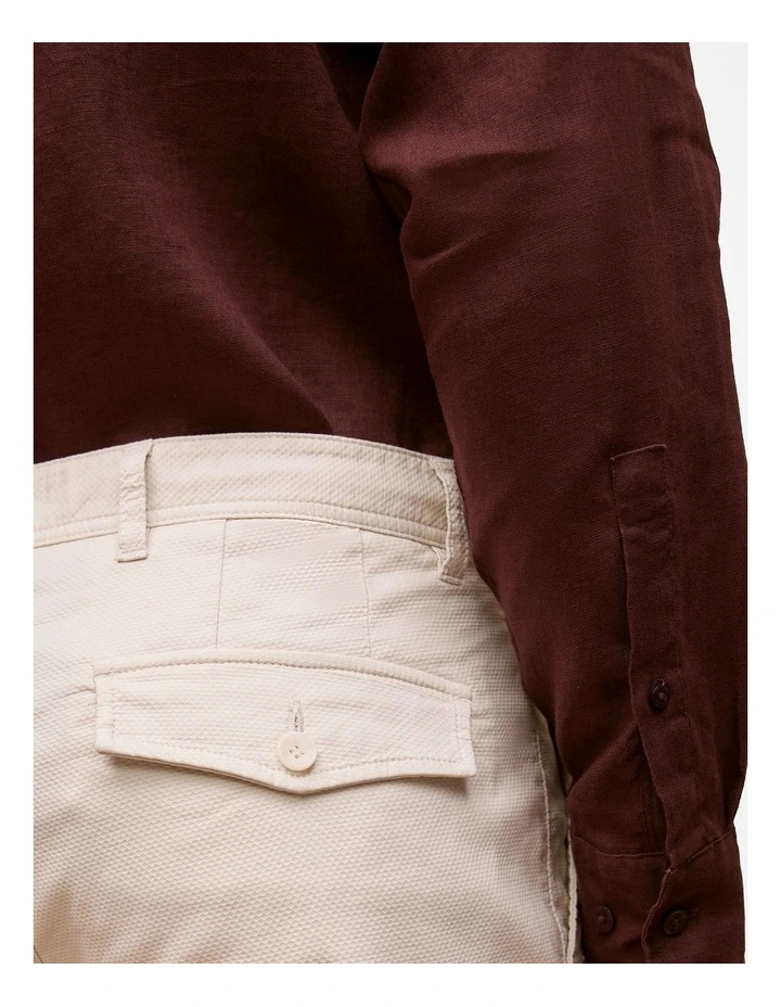 Stretch Cotton Dobby Longline Short in Chalk image 3