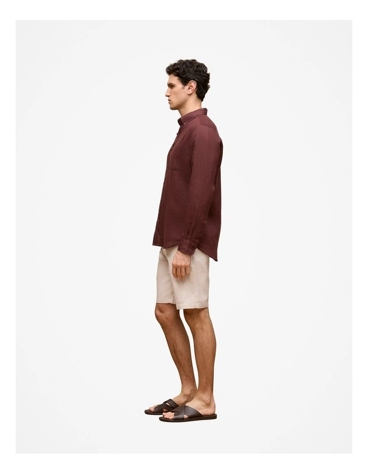 Stretch Cotton Dobby Longline Short in Chalk image 4