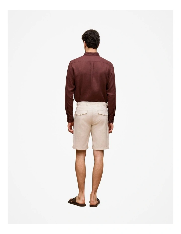Stretch Cotton Dobby Longline Short in Chalk image 5