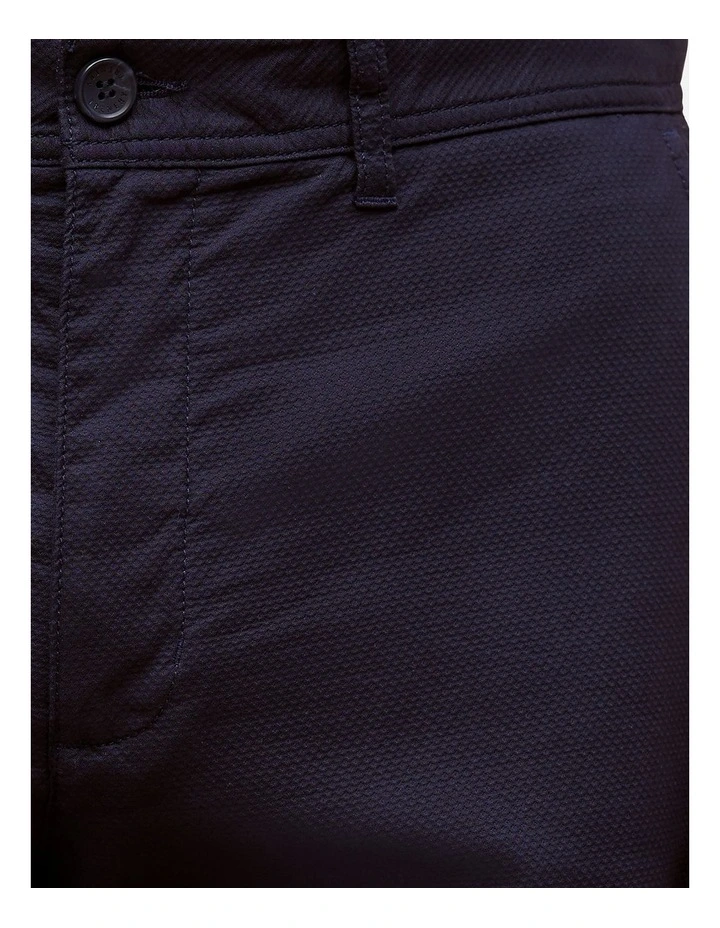 Stretch Cotton Dobby Longline Short in Navy image 3