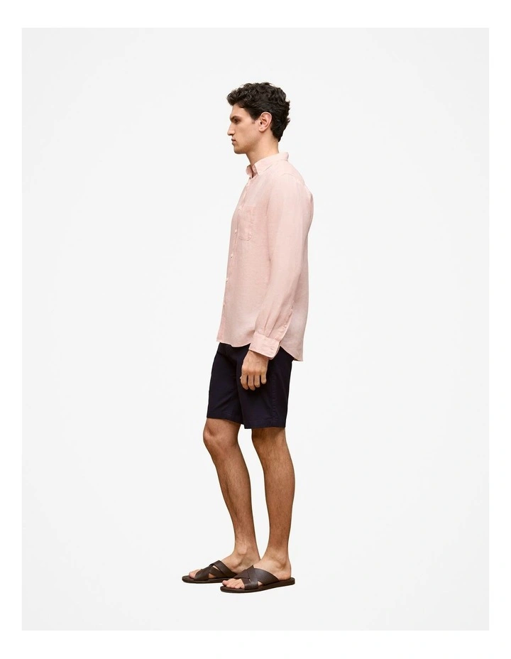 Stretch Cotton Dobby Longline Short in Navy image 4