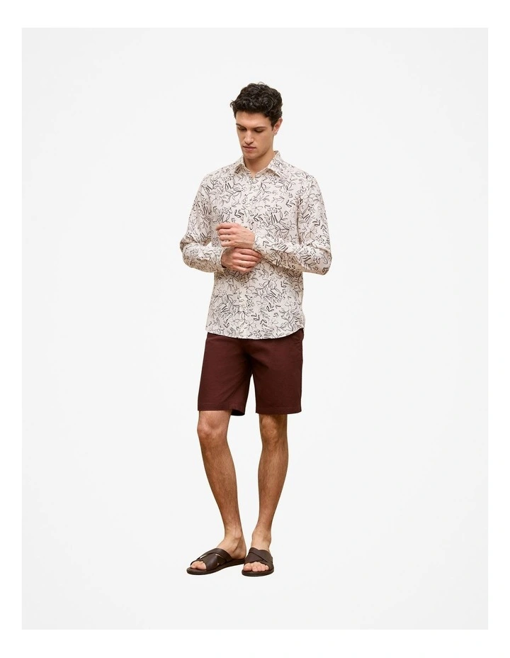 Stretch Cotton Dobby Longline Short in Deep Red image 3