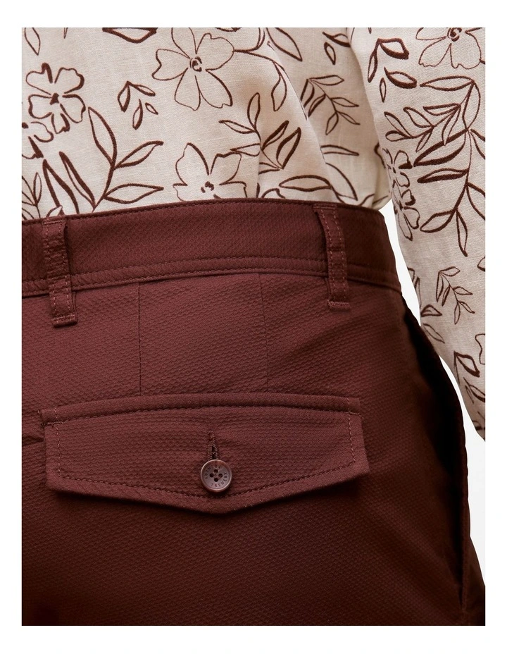 Stretch Cotton Dobby Longline Short in Deep Red image 4