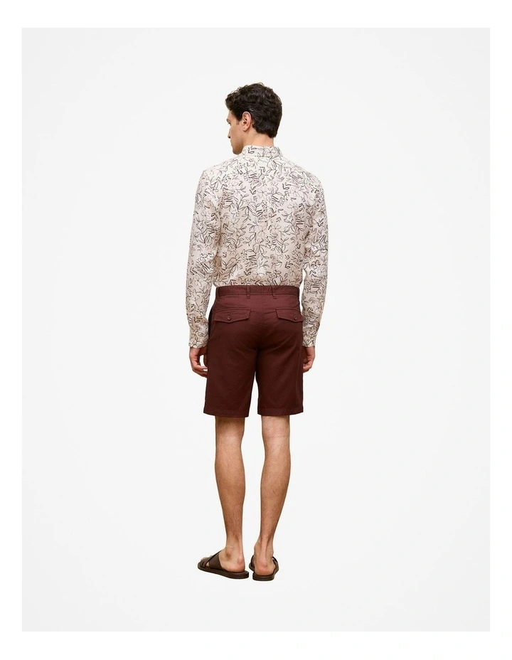 Stretch Cotton Dobby Longline Short in Deep Red image 5