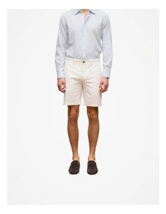 Stretch Cotton Twill Chino Short in White