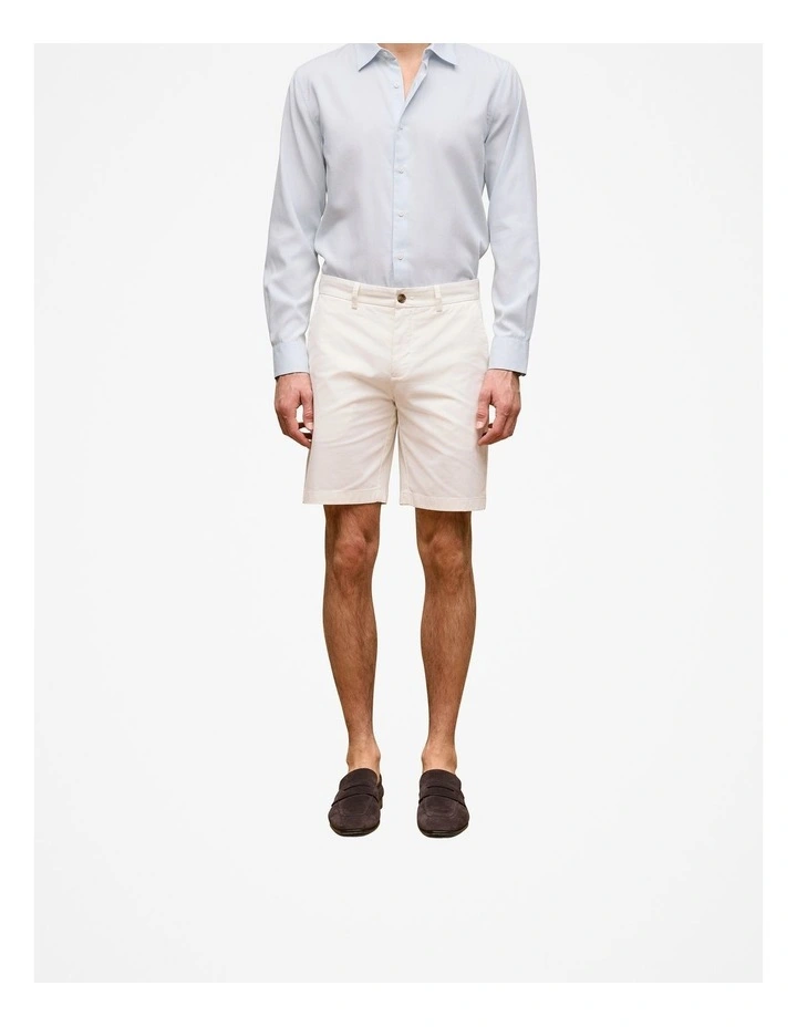 Stretch Cotton Twill Chino Short in White image 1