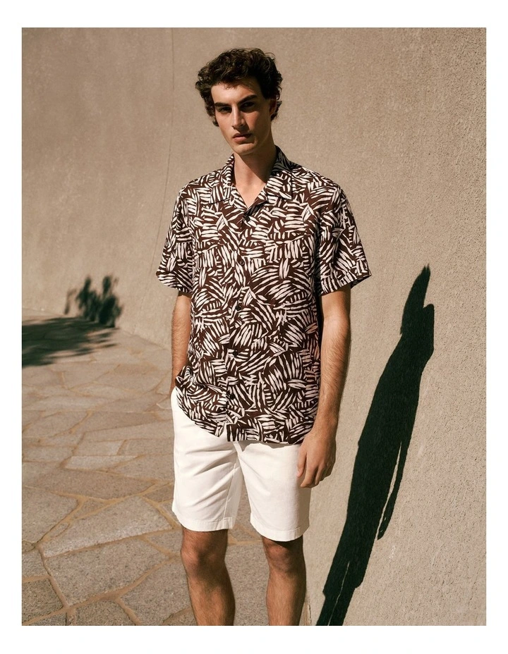 Stretch Cotton Twill Chino Short in White image 2