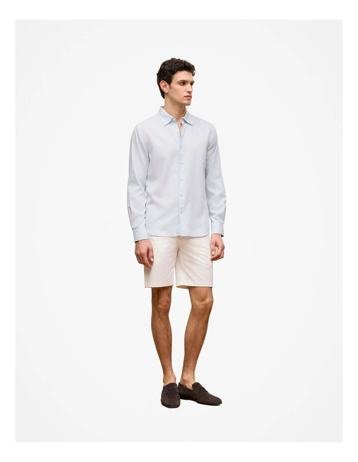 Stretch Cotton Twill Chino Short in White image 3
