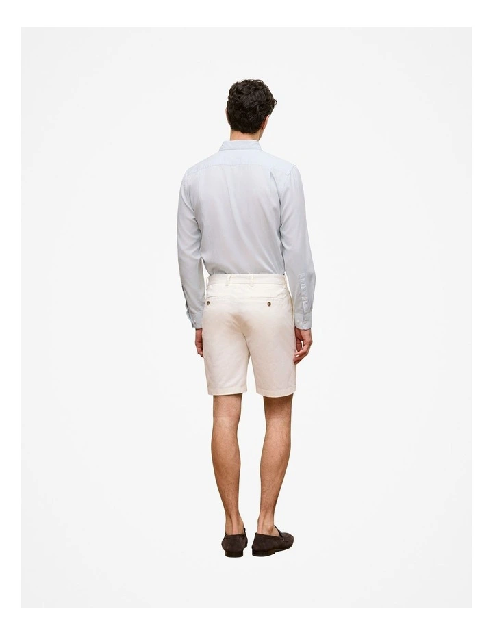 Stretch Cotton Twill Chino Short in White image 5