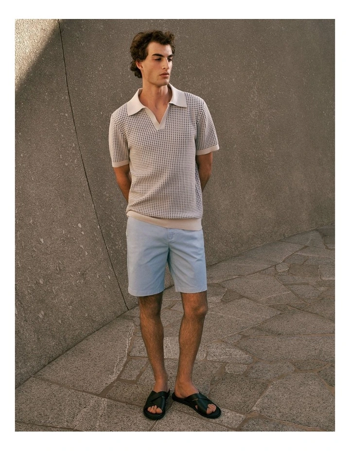 Stretch Cotton Twill Chino Short in Ice Blue image 2