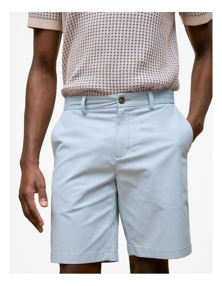 Stretch Cotton Twill Chino Short in Ice Blue image 4