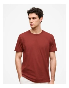 Australian Cotton Jersey Crew T-shirt in Deep Red