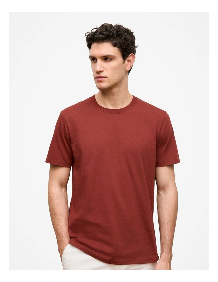 Australian Cotton Jersey Crew T-shirt in Deep Red image 1