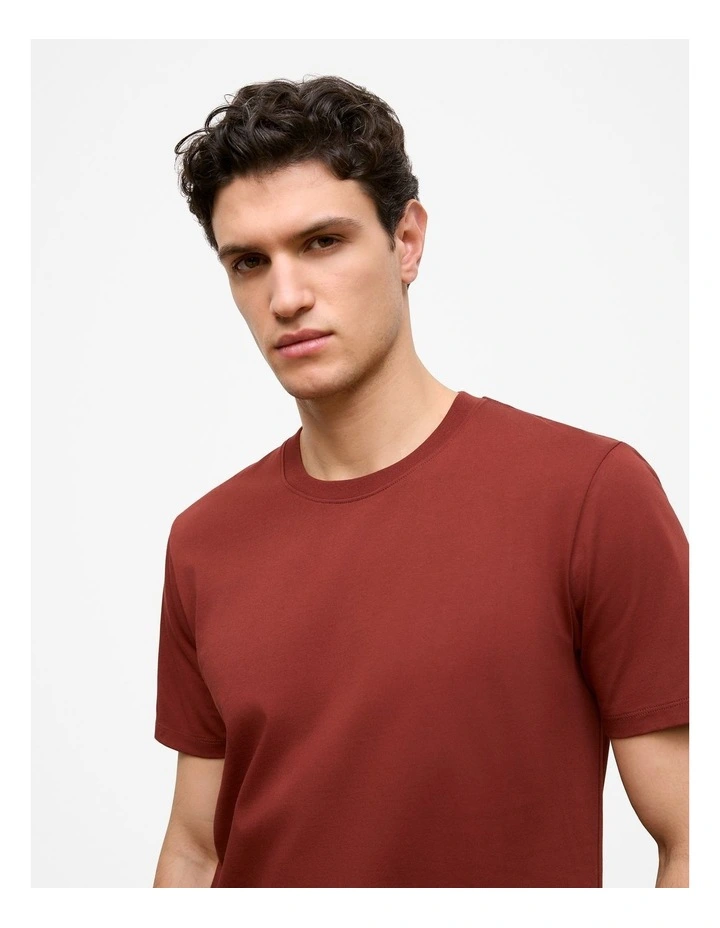 Australian Cotton Jersey Crew T-shirt in Deep Red image 3