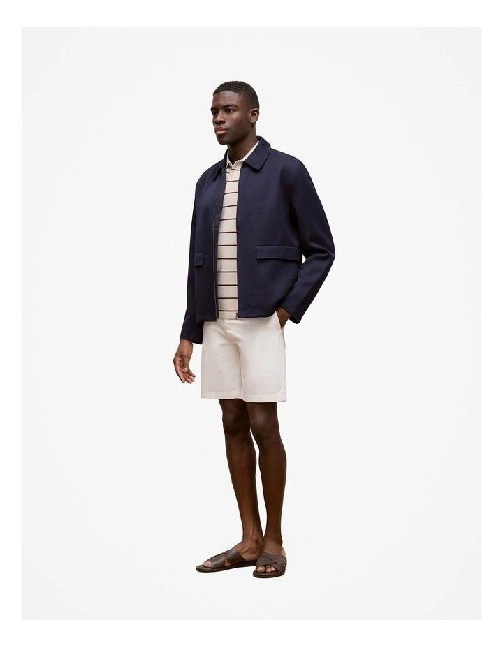 Pique Fine Stripe Monogram Polo Shirt in Stone image 4