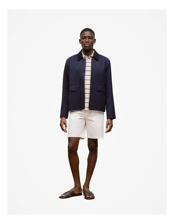 Pique Fine Stripe Monogram Polo Shirt in Stone image 5