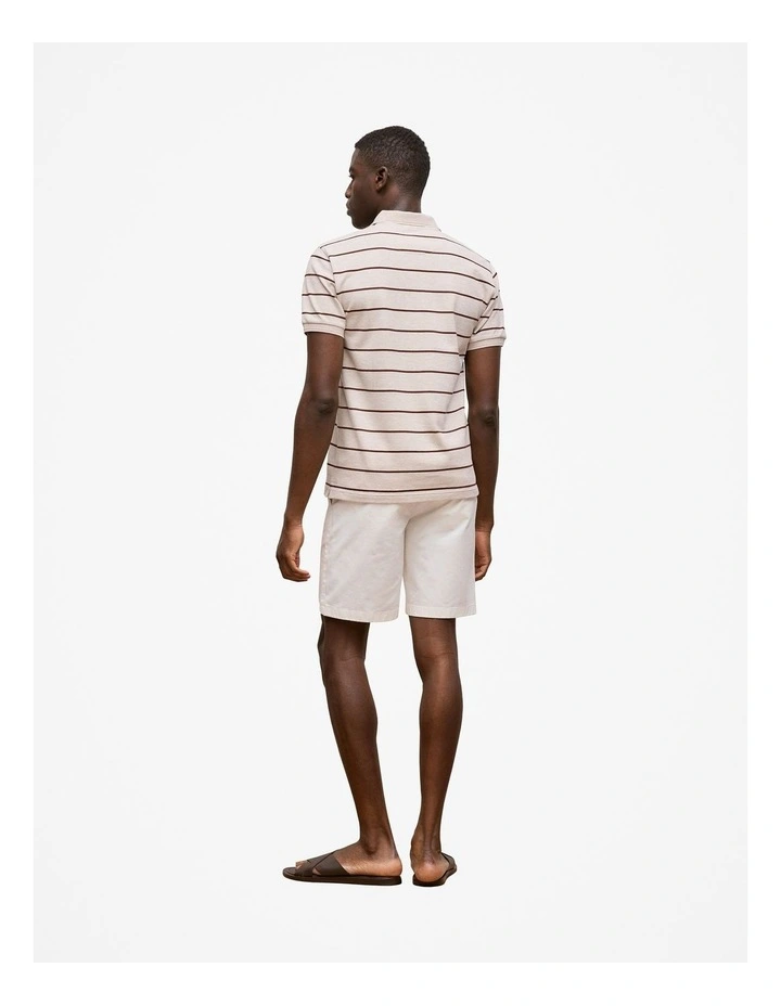 Pique Fine Stripe Monogram Polo Shirt in Stone image 6