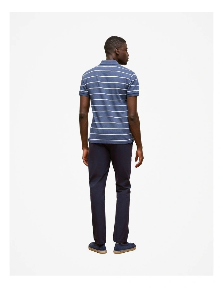 Pique Fine Stripe Monogram Polo Shirt in Navy image 4